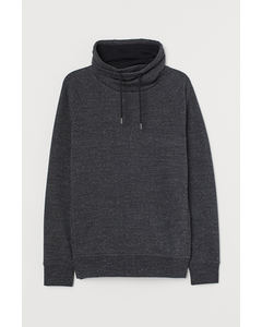 Funnel-collar sweatshirt Dark grey/Nepped