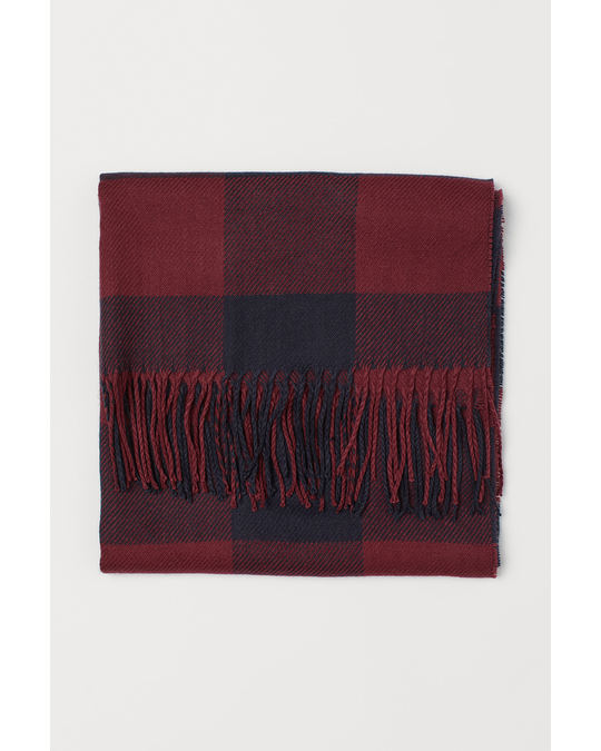 H&M Jacquard-weave scarf Dark blue/Red checked