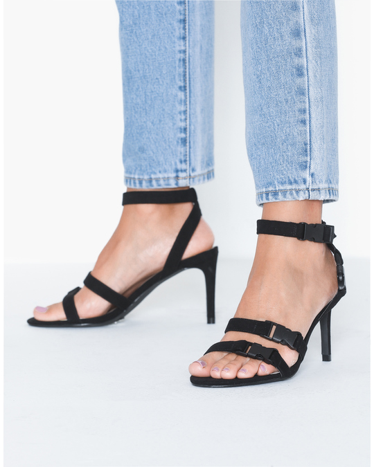 NLY by Nelly Multi Buckle Strap Heel Black