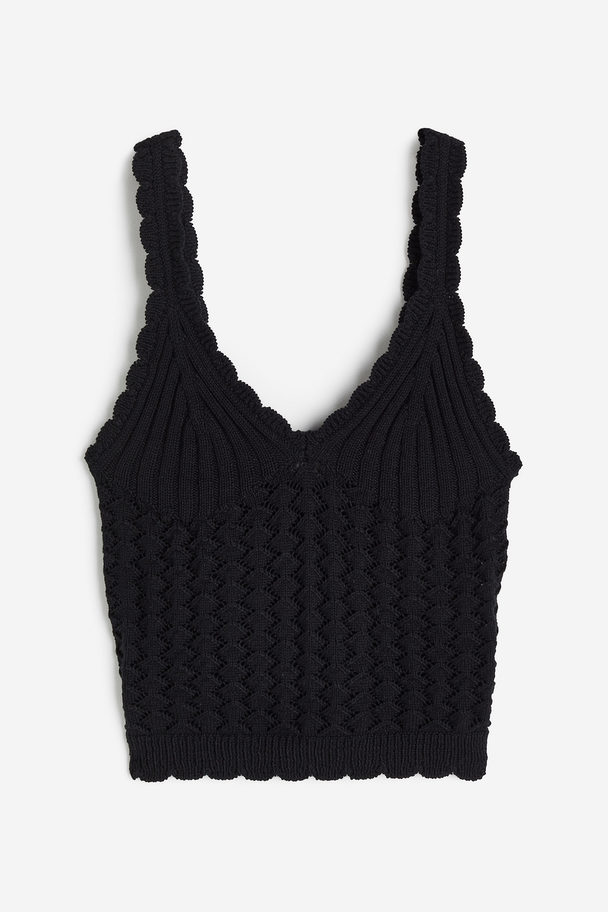 H&M Crochet-look Vest Top Black