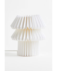 Pleated-shade Table Lamp White