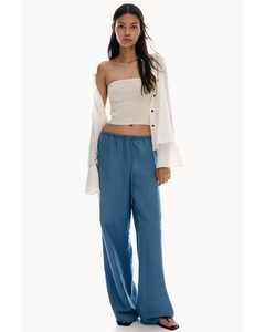 Linen-blend Trousers Blue