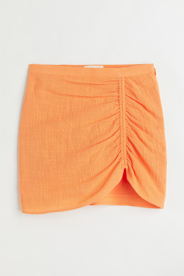 H&M Gathered Crêpe Skirt Orange