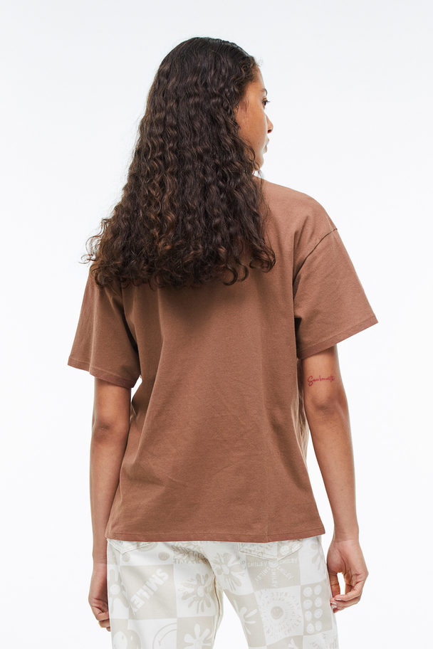 H&M Printed T-shirt Brown/smiley®