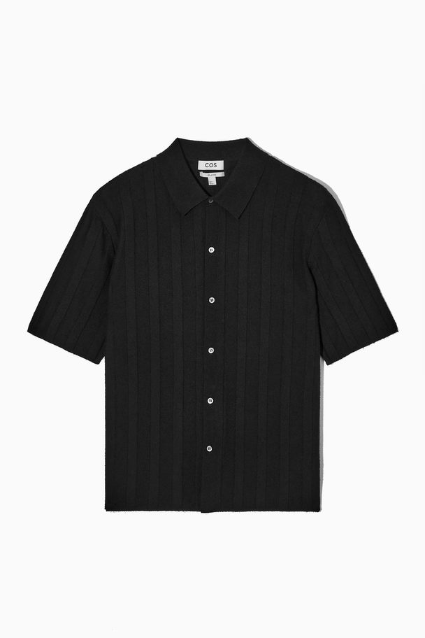 COS Textured Striped Knitted Shirt Black