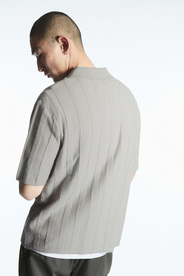 COS Textured Striped Knitted Shirt Grey