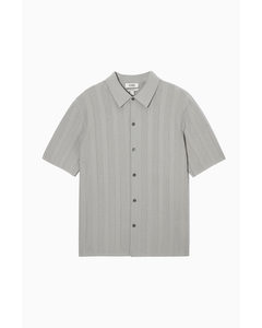 Textured Striped Knitted Shirt Grey