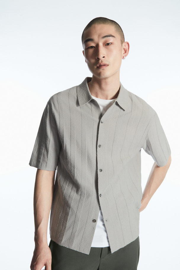 COS Textured Striped Knitted Shirt Grey