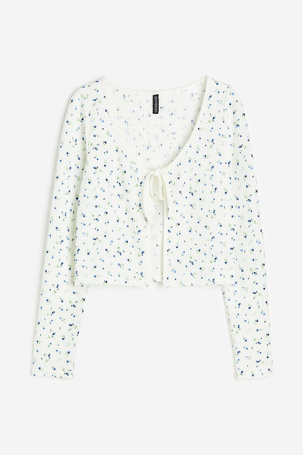 H&M Vest Met Strikbandjes Wit/bloemen