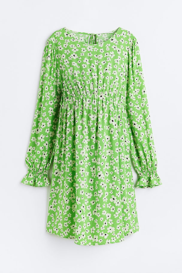 H&M Mama Tie-detail Dress Green/floral