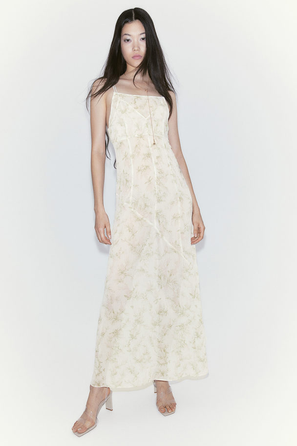 H&M Double-layered Sheer Dress White/floral