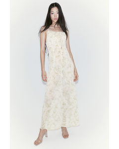 Double-layered Sheer Dress White/floral