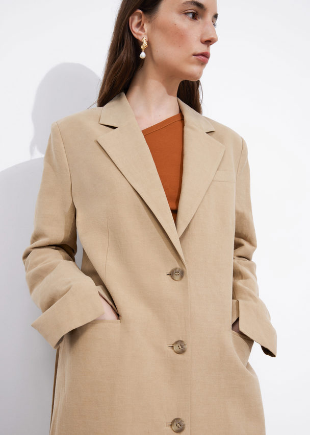 & Other Stories Silk-blend Blazer Coat Beige