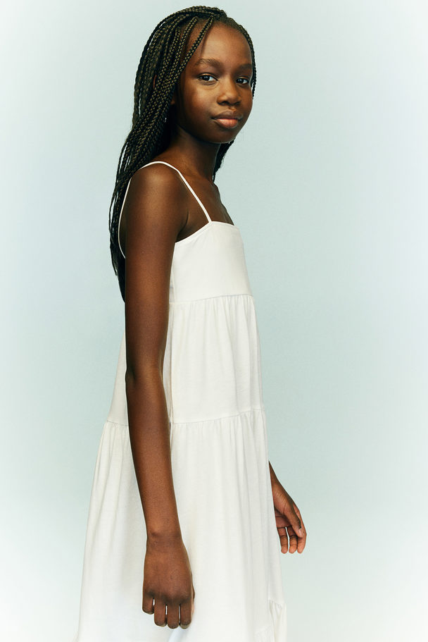 H&M Tiered Jersey Dress White