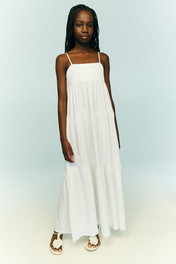 H&M Tiered Jersey Dress White