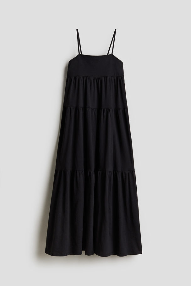 H&M Volantkleid aus Jersey Schwarz