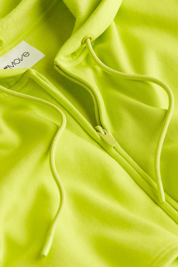 H&M Drymove™ Cropped Zip-through Sports Hoodie Neon Green