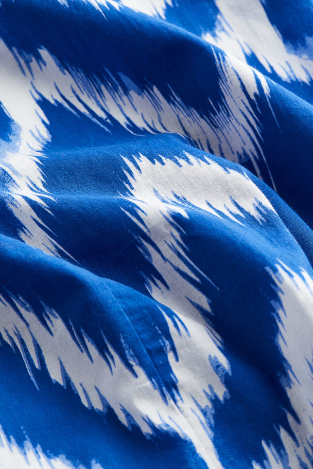 H&M Cotton Tunic Dress Bright Blue/zigzag-patterned