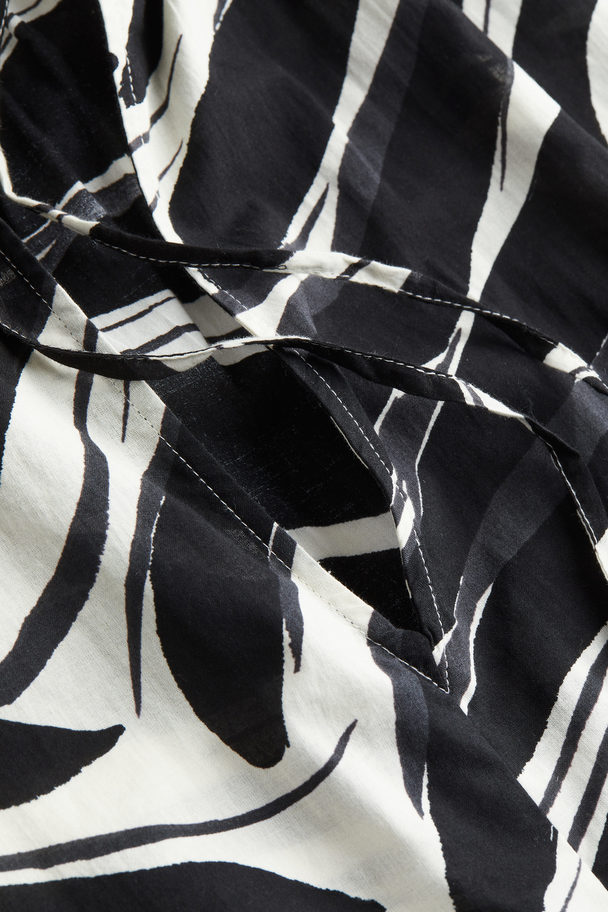 H&M Cotton Tunic Dress Black/white Patterned