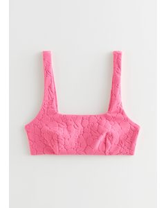 Textured Jacquard Bikini Top Pink