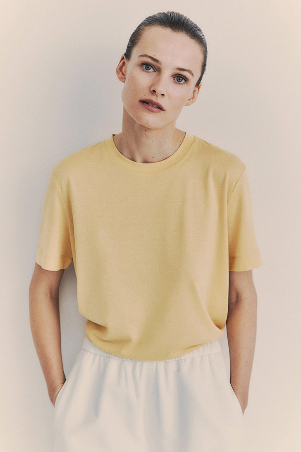 H&M Silk-blend T-shirt Light Yellow