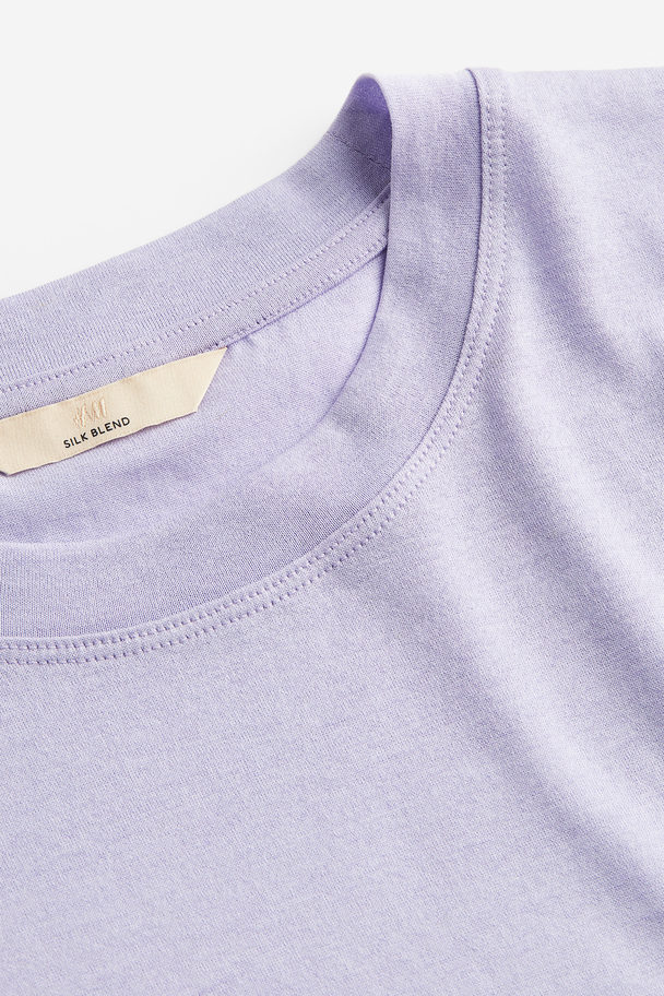 H&M Silk-blend T-shirt Lilac