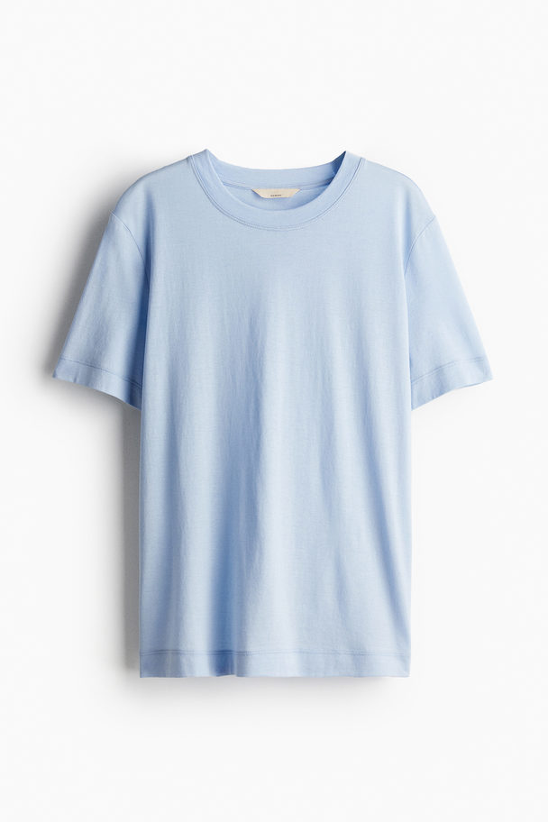 H&M Silk-blend T-shirt Light Blue