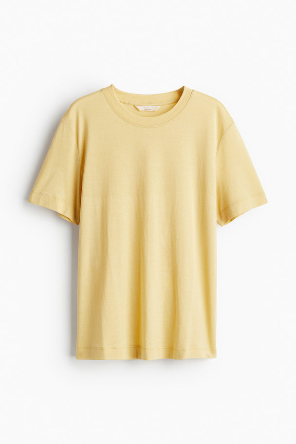 H&M Silk-blend T-shirt Light Yellow