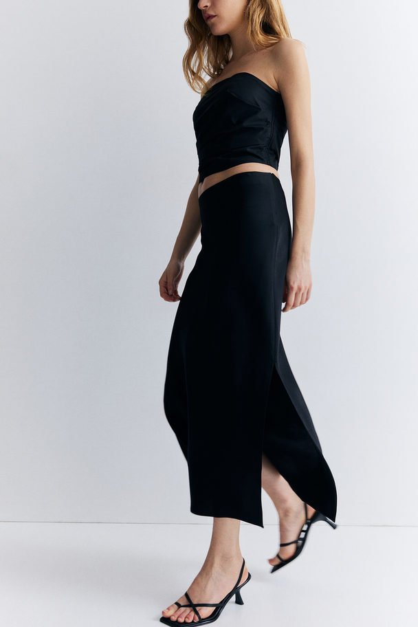 H&M Crêpe Satin Skirt Black
