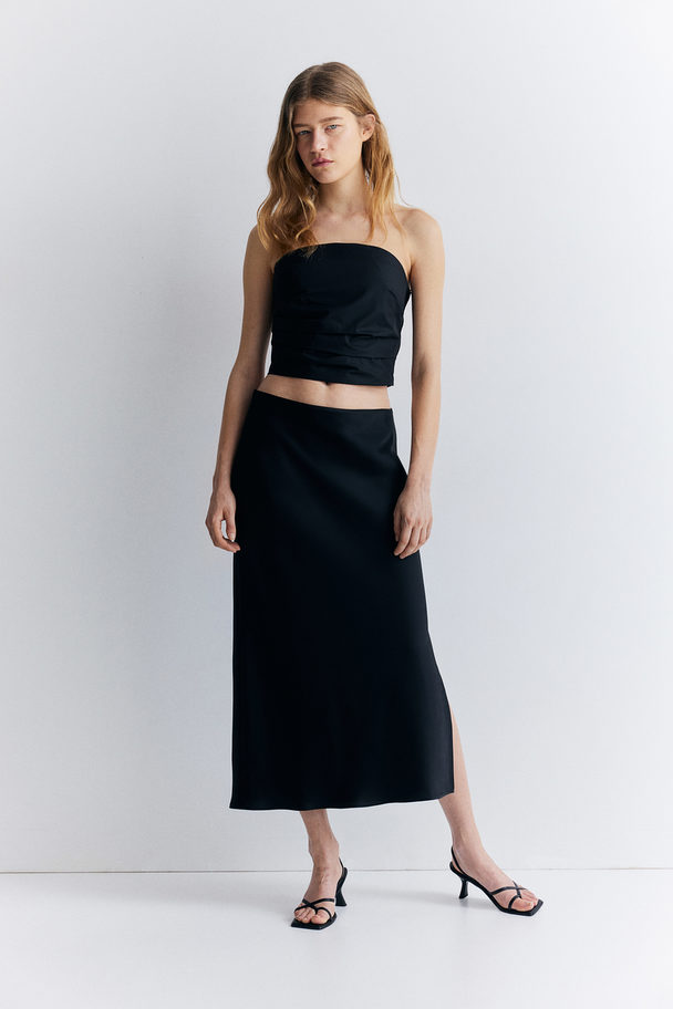 H&M Crêpe Satin Skirt Black