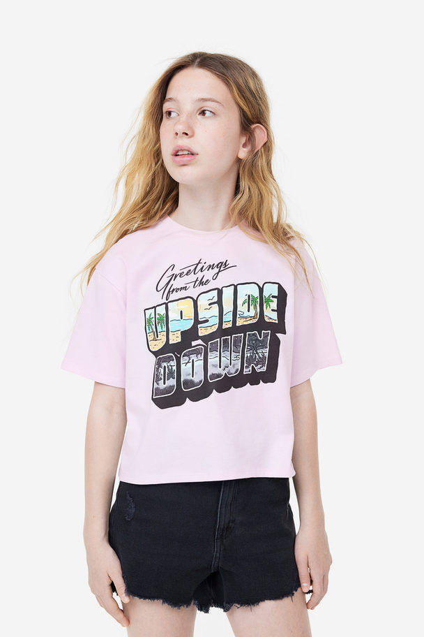 H&M Oversized T-shirt Met Print Paars/stranger Things