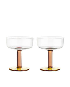 Champagneglas, Sæt Med 2 Pink/gul
