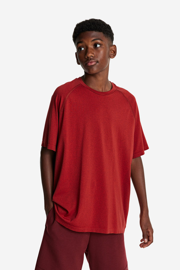 H&M Drymove™ Seamless Sports T-shirt Dark Red Marl