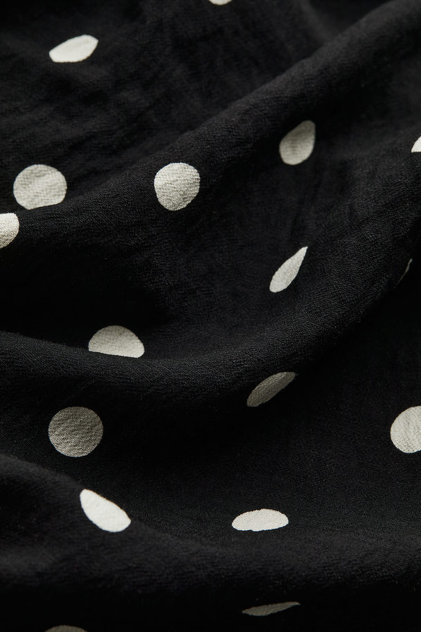 H&M Tie-detail Wrap Dress Black/spotted