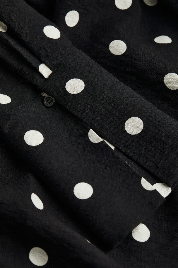 H&M Tie-detail Wrap Dress Black/spotted