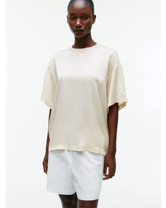 Oversized Zijden T-shirt Gebroken Wit