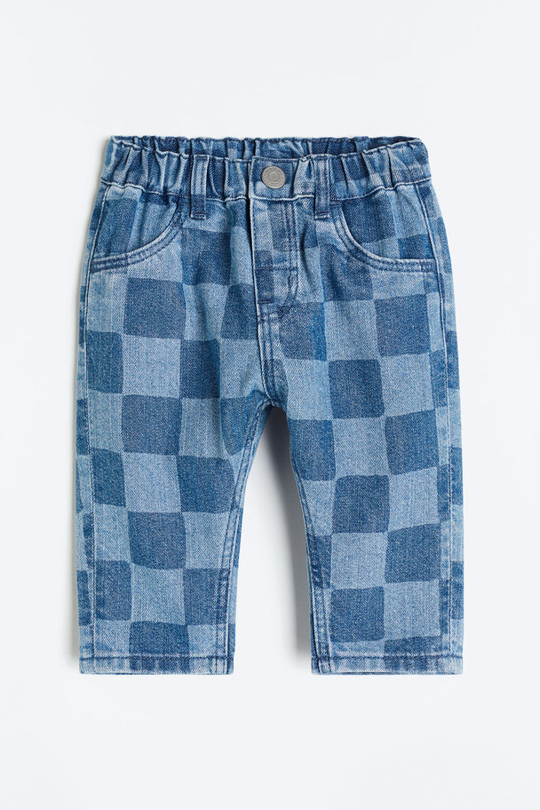 H&M Relaxed Fit Jeans Denim Blue/checked