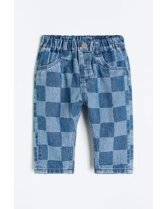 Relaxed Fit Jeans Denim Blue/checked