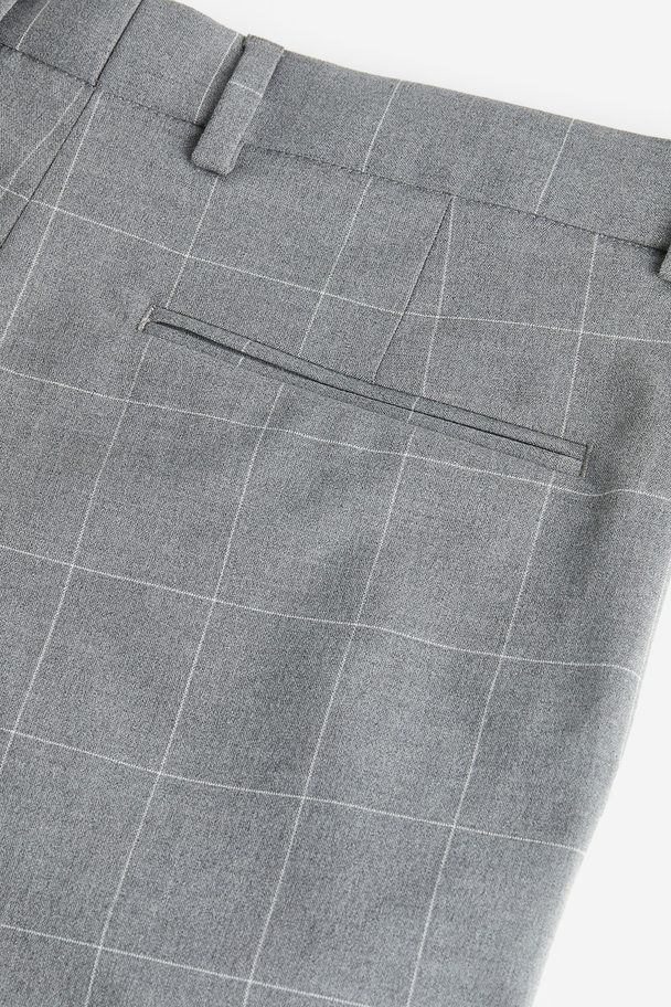 H&M Slim Fit Suit Trousers Grey/checked
