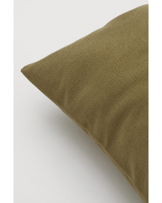 H&M HOME Canvas Cushion Cover Dark Khaki Green