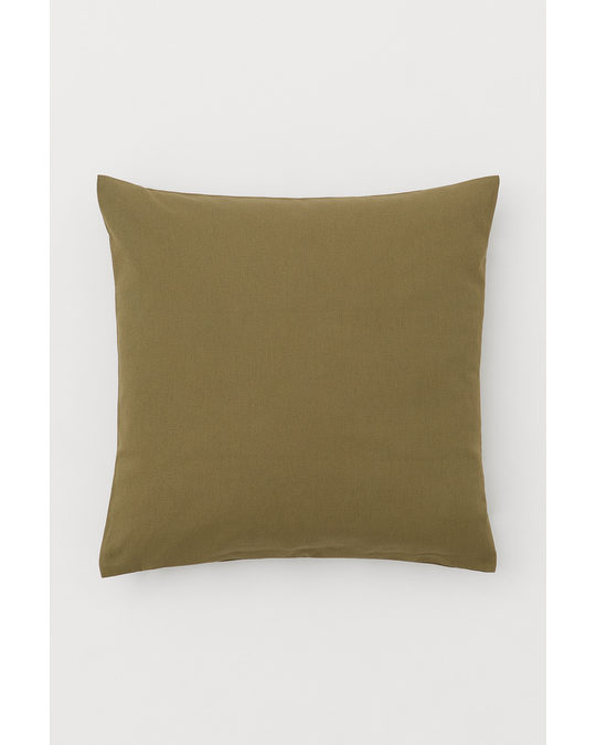 H&M HOME Canvas Cushion Cover Dark Khaki Green