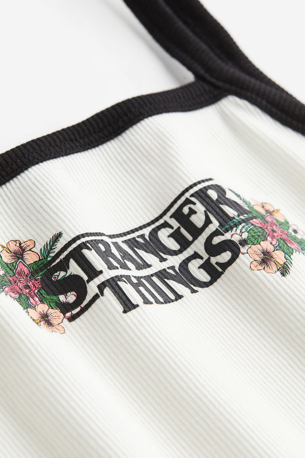 H&M Printed Strappy Top White/stranger Things