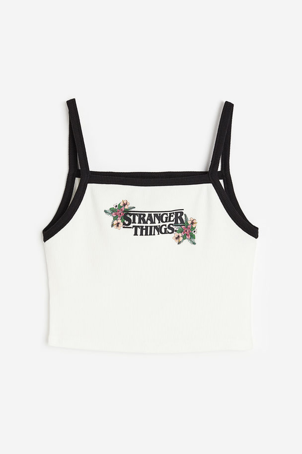 H&M Printed Strappy Top White/stranger Things
