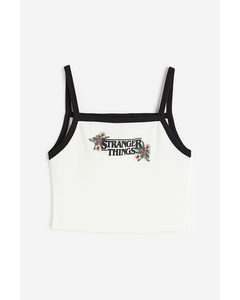 Printed Strappy Top White/stranger Things