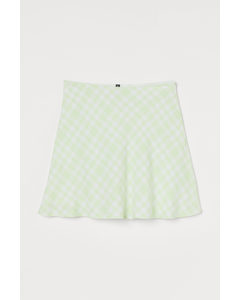 A-line Skirt Light Green/white Checked
