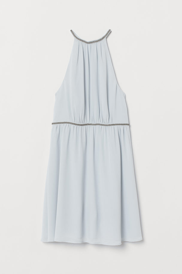 H&M Kleid mit Perlenstickerei Blaugrau