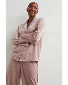 Pyjama aus Velours Altrosa