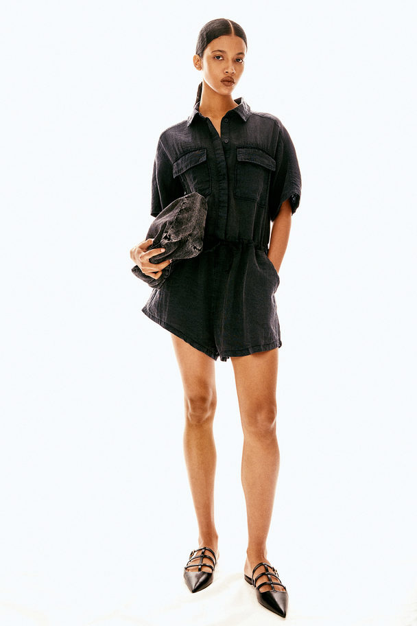 H&M Cargo-Playsuit Schwarz