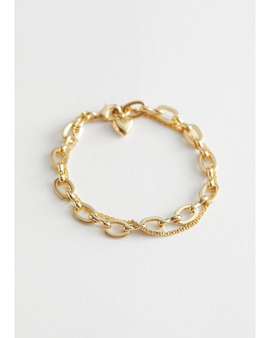 & Other Stories Layered Heart Pendant Bracelet Gold
