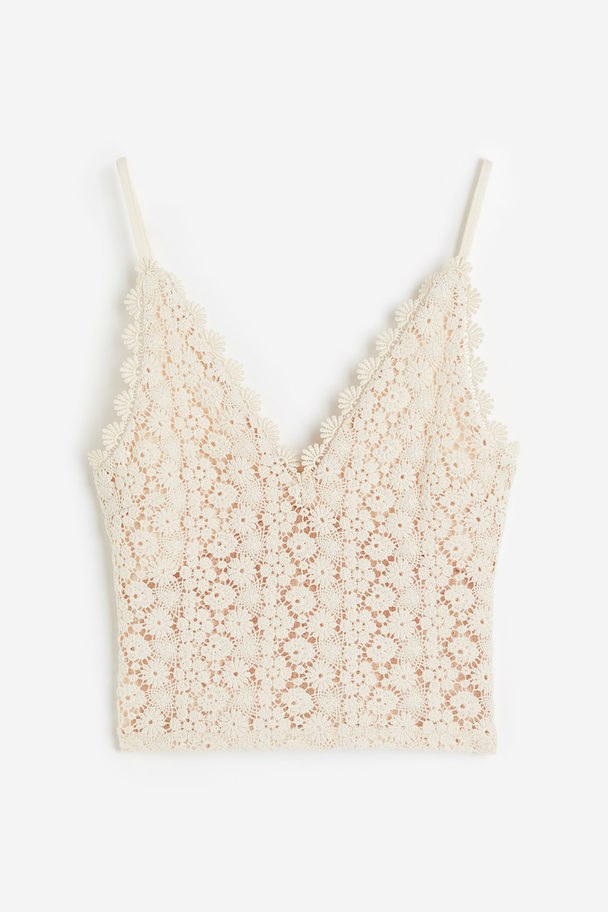 H&M Cropped Lace Top Light Beige